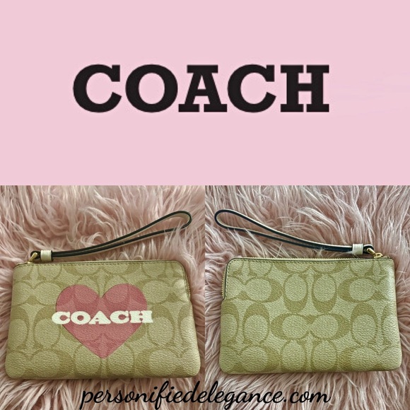 NEW Coach Signature Coated Canvas Heart Print Corner Zip Wristlet - Picture 15 of 15
